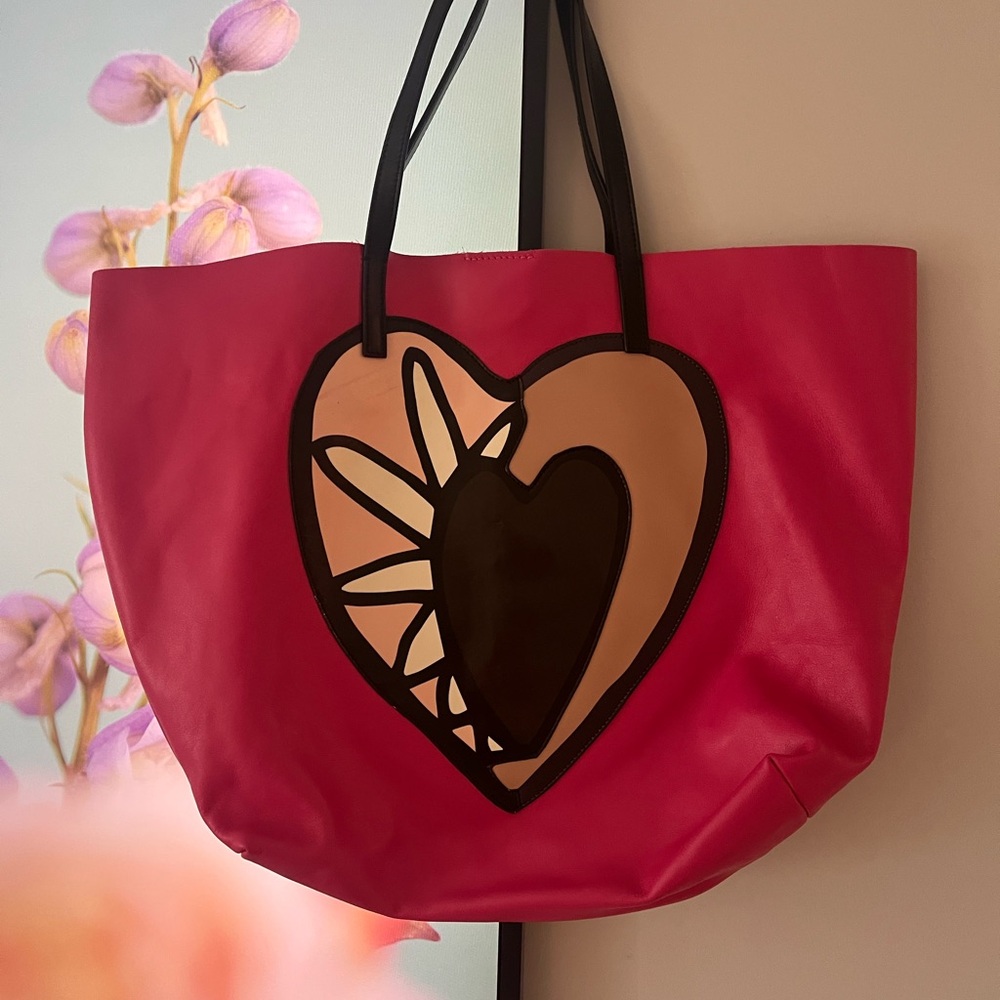 RED Valentino Pink Tote with Heart Graphic